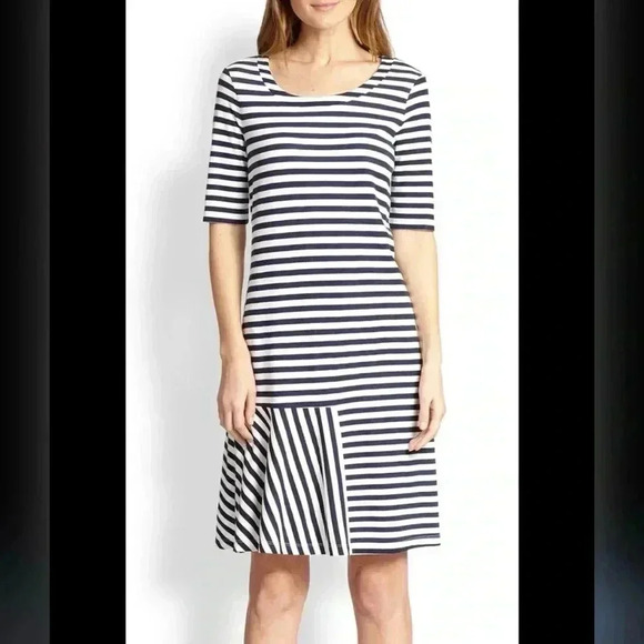 MAX MARA WEEKEND Oversized T-Shirt Dress Blue Striped Short Sleeve Midi M $485 - Picture 2 of 5
